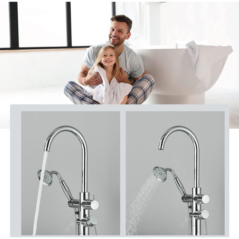 Kalmar 2 Handle Bathroom Freestanding Tub Filler Bath Filler with Diverter