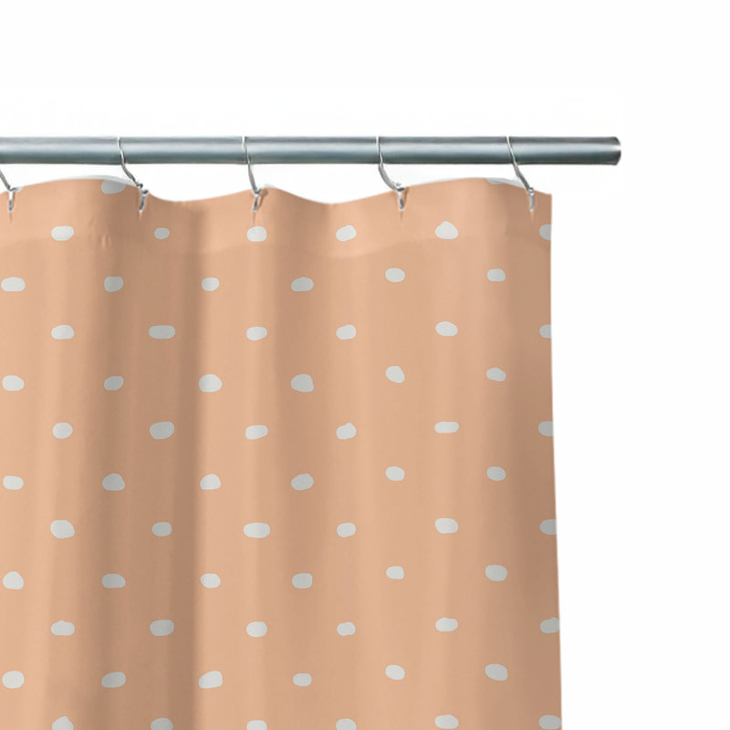 Rideau de douche ultra-mince Teeny Tiny, Orange / pois pêche 2, H 70 po x l 90 po