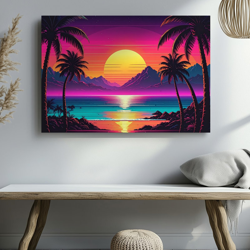 Toile, art mural Neon Sunset Tropics, H 9 po x l 12 po