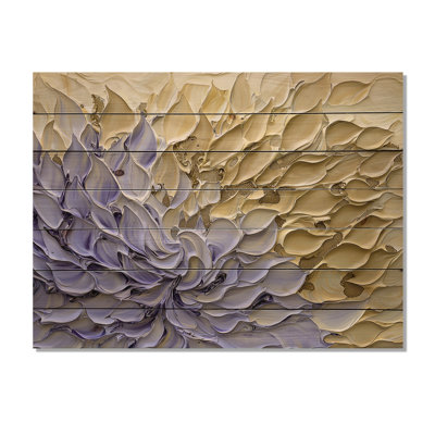 Purple Pathway Of Flower Petals I - Botanicals White Wood Print On Natural Pine Wood