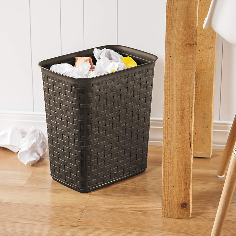 Plastic Open Kitchen Trash Can, 3.4 Gallon, Brown
