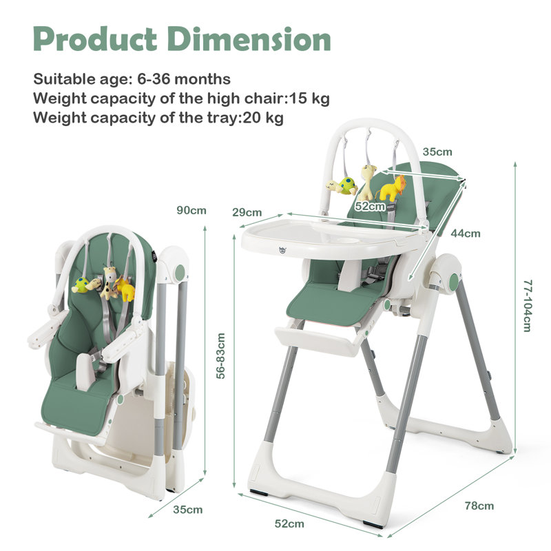 High Chair, Green/White