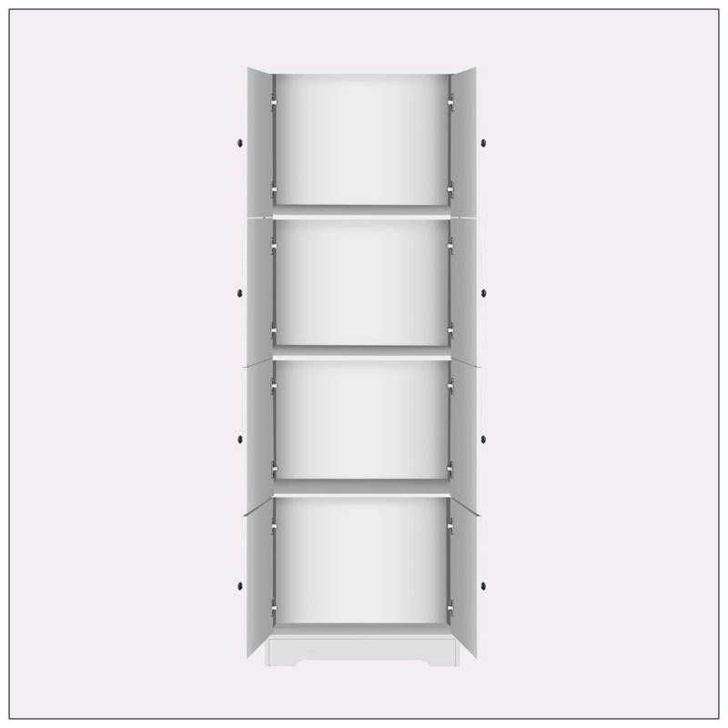 Grande armoire de rangement avec 8 portes et 4 tablettes, Blanc