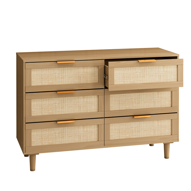 Commode 6 tiroirs en rotin
