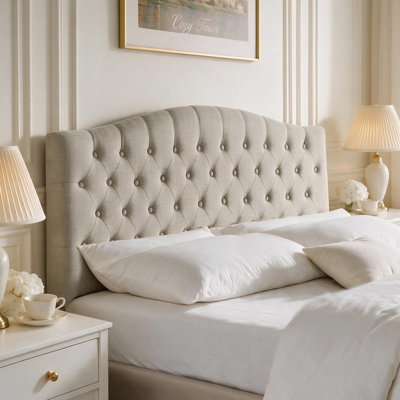 Button-Tufted Upholstered Headboard with Wall-Mount Option