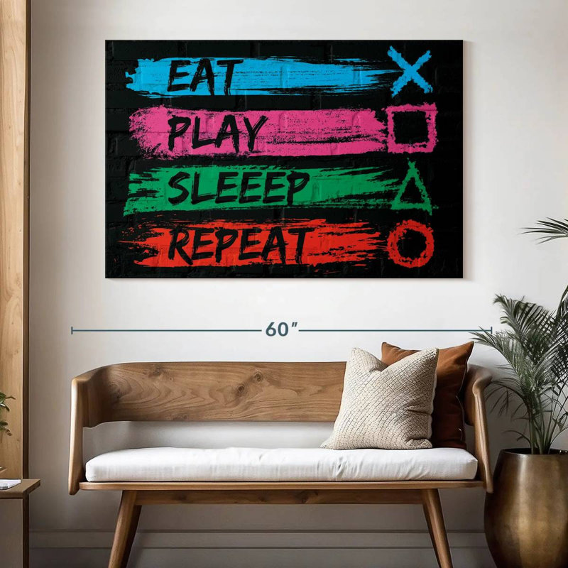 Senne Eat Play Sleep Repeat, 34" H x 51" W