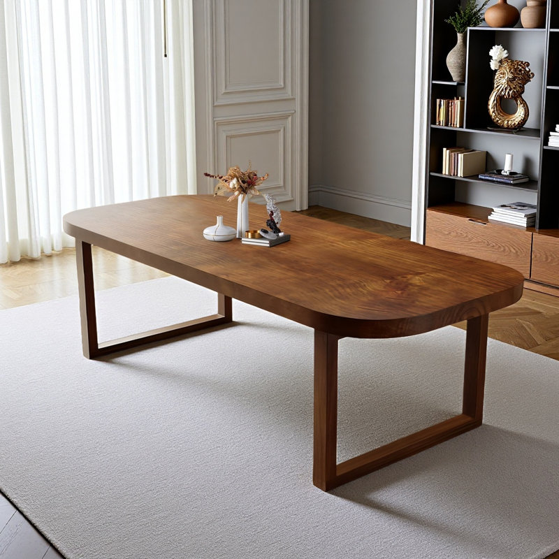 Table de salle à manger rectangulaire en bois massif brun, H 29,53 po x L 70,87 po x l 31,5 po