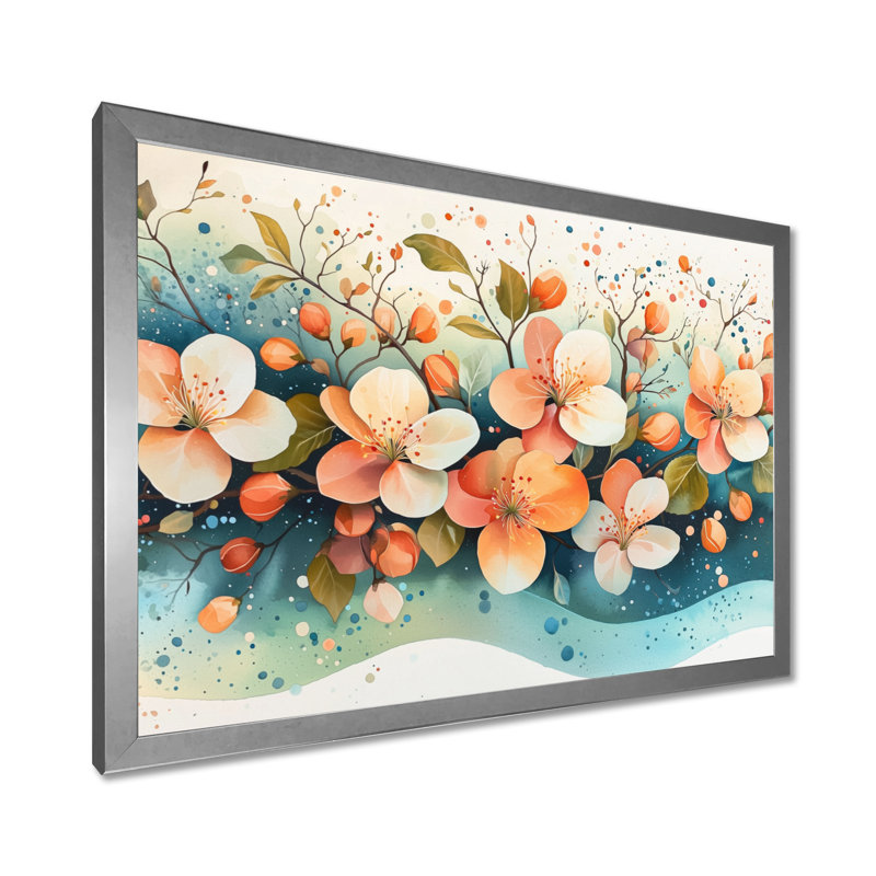 Carruth Desert Blossom of Apple Blossom Field III - Art mural fleur de pommier, Argent argent, Cadre simple