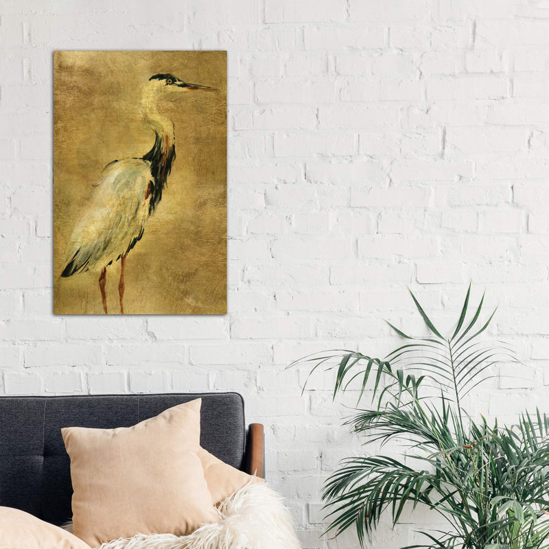 Gold Crane at Dusk I 1 Piece Wall Art on Canvas, 101.6 cm H x 66.04 cm W x 1.91 cm D, No Framed