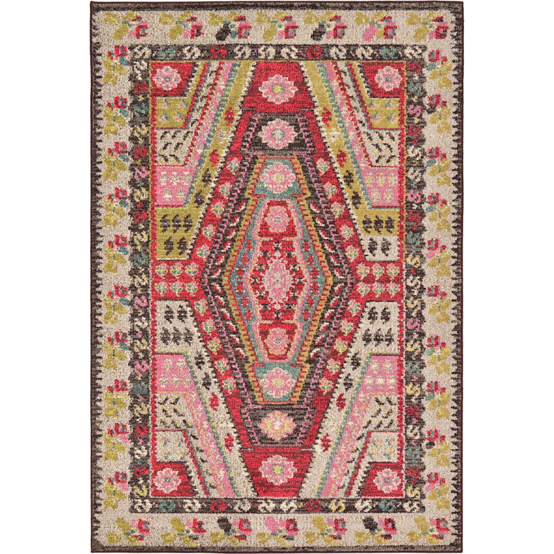 Tapis oriental beige / rouge Beverley, Rectangle 4 pi x 6 pi