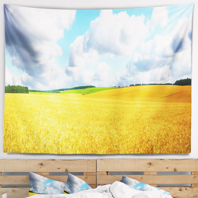 Paysage, paysage magnifique champ tapisserie, H 32 po x l 39 po