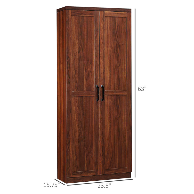 63" Kitchen Pantry, 2-door Cabinet With 5 Shelving And 2 Adjustable Shelves, Brown For Stylish Pantry Kitchen, Levels. Keep Neat Tidy. Dining Room