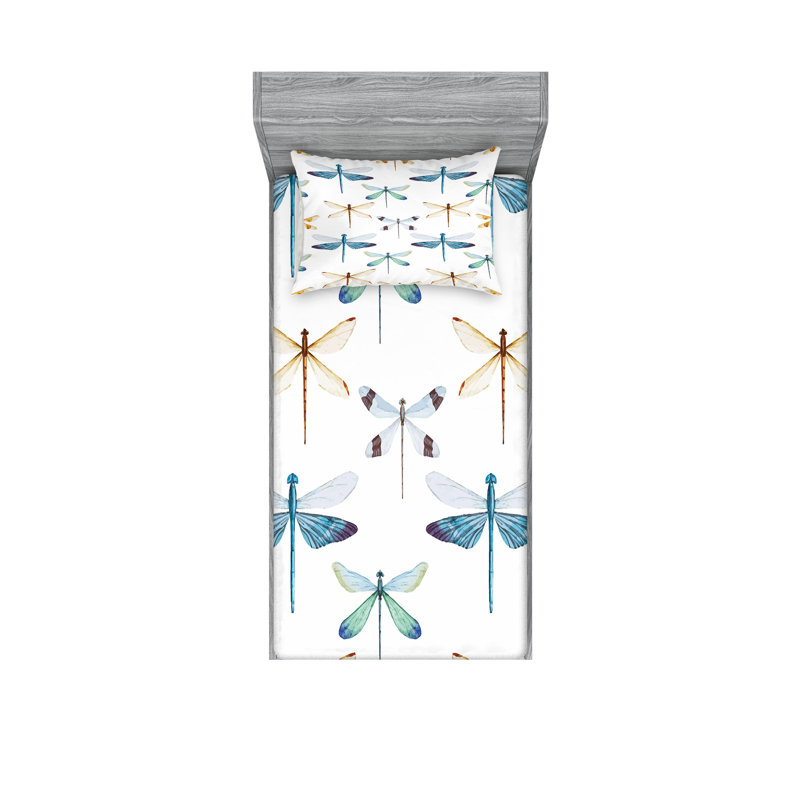 Drap-housse et coussin décoratif Ambesonne, Ensemble de draps pour lit simple + deux taies d'o