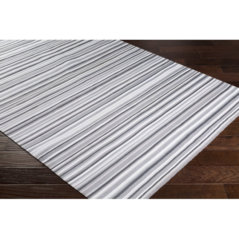 Tapis d'intérieur / extérieur gris / blanc fait à la main Arianah, 2 pi x 3 pi