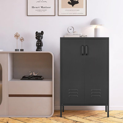 Metal Locker Storage Cabinet,black Accent Storage Cabinet, Metal Pantry Cabinet With Doors,locker Cabinet For Living Room,kitchen,office