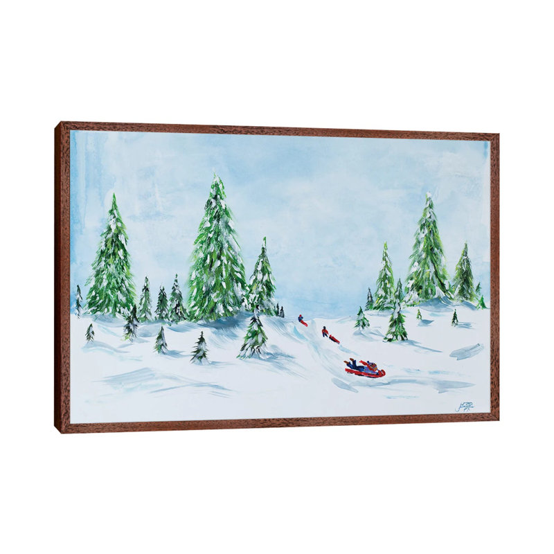 Winter Fun II by Julie Derice - Painting on Canvas, 66.04 cm H x 45.72 cm W, Brown Floater Framed