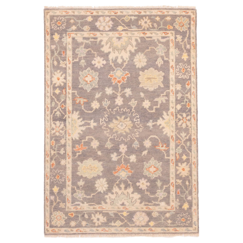 Tapis moderne gris Oushak 4 pi 1 po x 5 pi 11 po