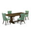 Ensemble de cuisine 5 pièces comprenant une table à manger rectangulaire avec rallonge amovible et 4 chaises rembourrées, 107 x 234 cm, style jacobéen vieilli-132151456-132151461