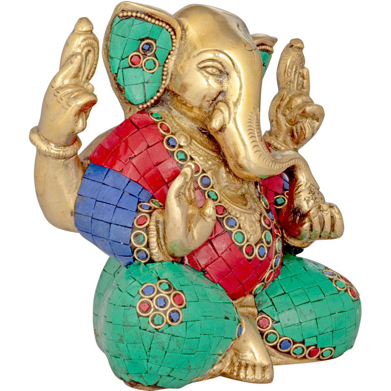 Ganesha avec la marque Trishul sur le front en laiton
