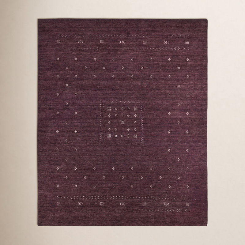 Simi Hand Knotted Cotton/Wool Southwestern Area Rug, Purple, Rectangle 10' x 14'