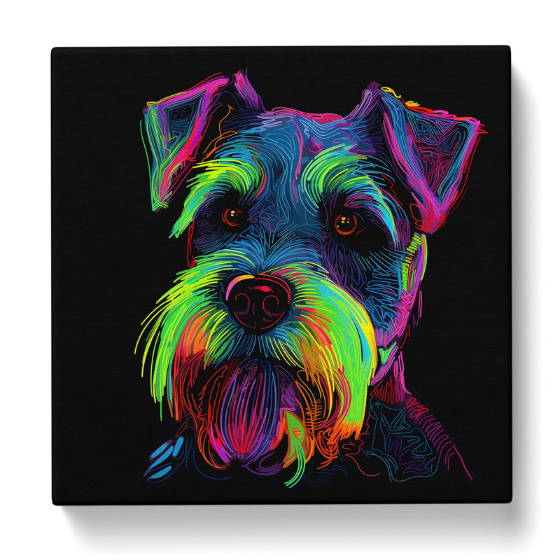Schnauzer Neon - No Frame Print, 35cm H x 35cm W x 3cm D