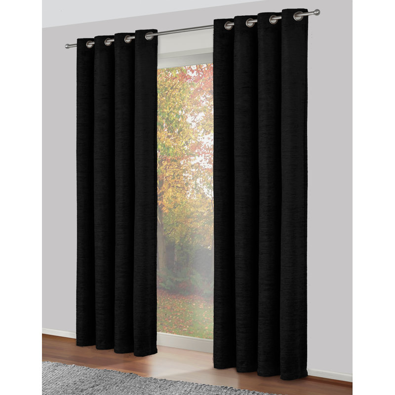 Breedlove Eyelet Room Darkening Single Curtain, 270cm Width x 245cm Drop, Black