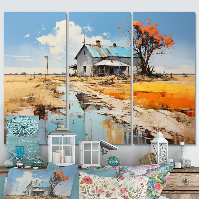 Farmhouse Farmstead Abstraction III Landscape & Nature Wall Decor on Metal