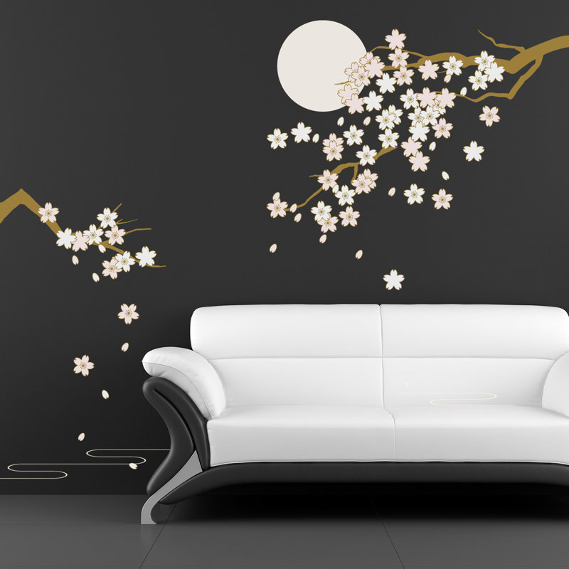 Décalcomanie murale fleur de fleurs sous moonlight
