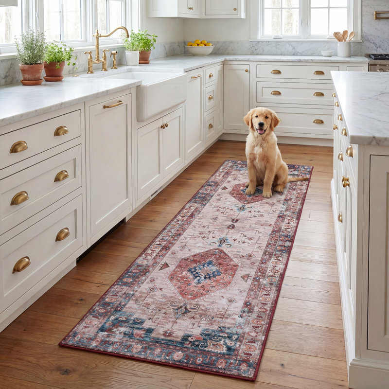 Tapis beige / rouille Danna Performance, Tapis de couloir 2 pi 6 po x 8 pi