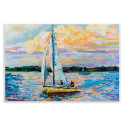 Art mural en forme de paysage de voilier nautique par Jeanette Vertentes