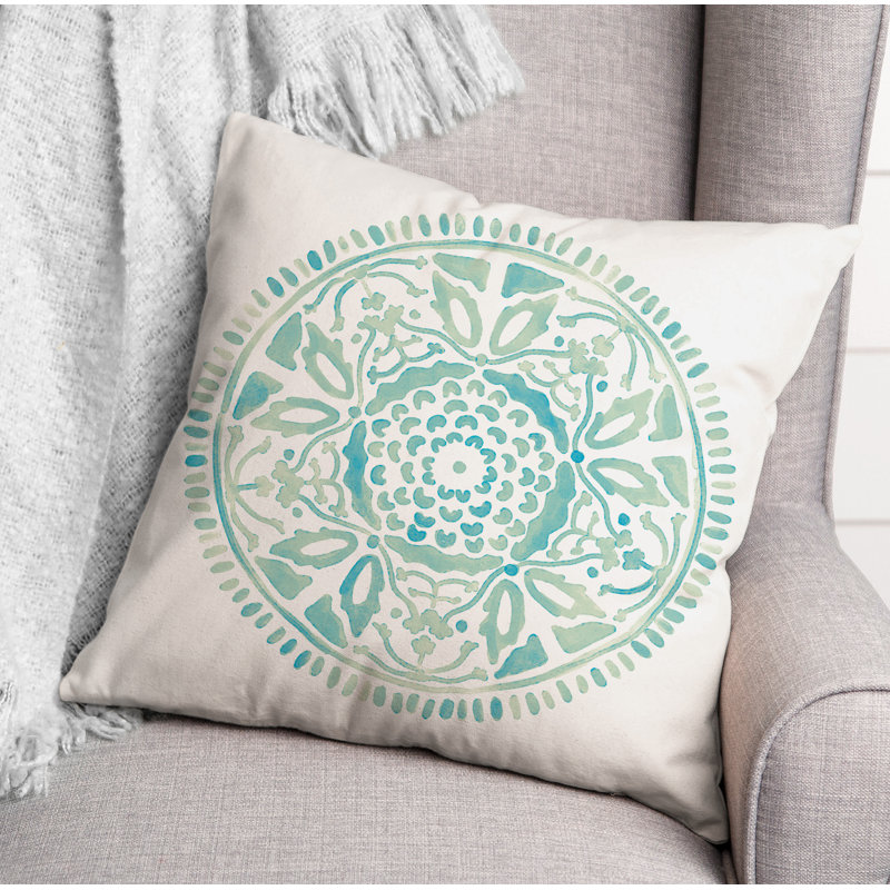 Housse et insert de coussin extérieur d'extérieur, Teal/Blue, Floral 3