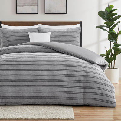 Ensemble de couette à rayures chenille Brookstone CoolTouch, King, anthracite