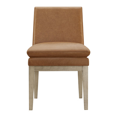 Bethea Genuine Leather Oak Dining Chair
