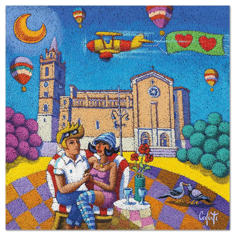 Couple in Love by Stefano Calisti - Unframed Graphic Art on Glass, 65cm H x 65cm W