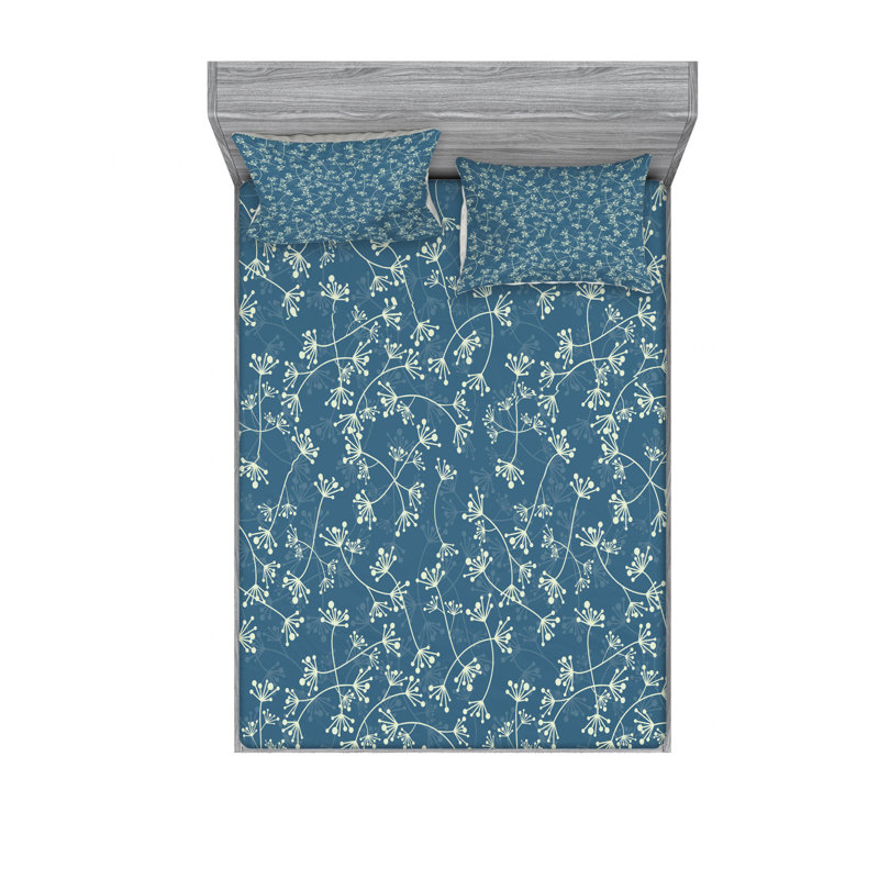 Microfiber Floral Sheet Set, Full/Double Sheet Set with Fitted Sheet