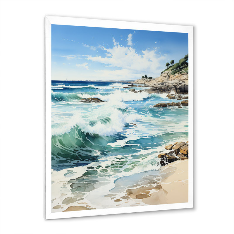 «Beach Photo Calm - Nautical & Beach», reproduction d'art sur toile, H 32 po x l 24 po x P 1 po, Cadre photo blanc