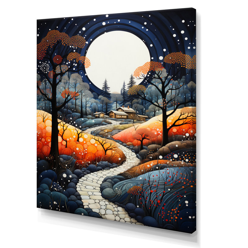 Motif campagnard pointillisme III, H 44 po x l 34 po x P 1,5 po, Toile tendue