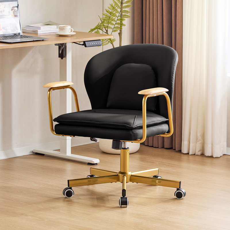 Ergonomic Faux Leather Home Office Chair, Black