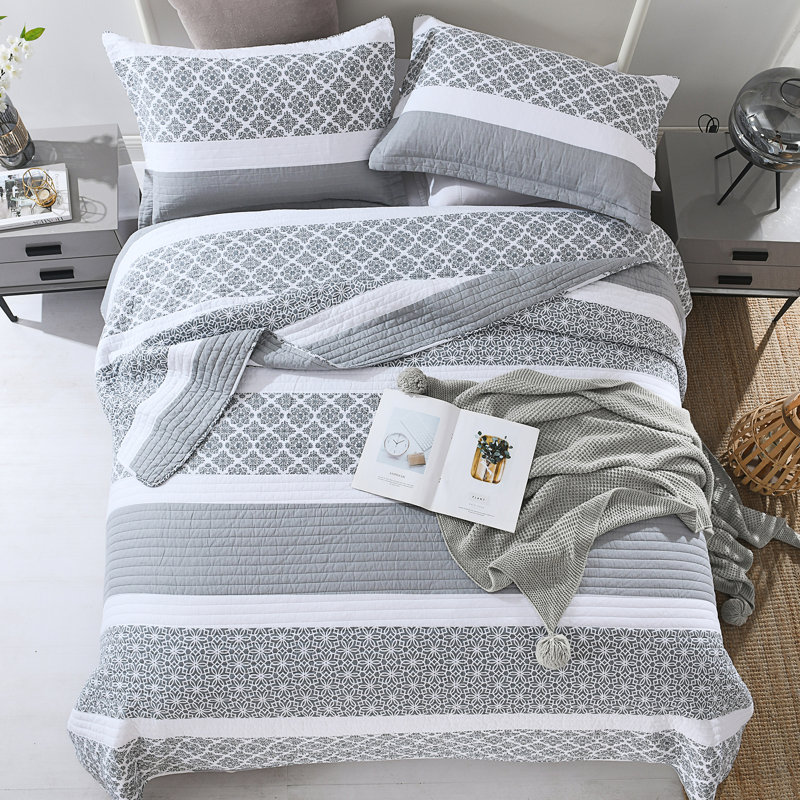 Ensemble de courtepointe 100% coton 98 po x 90 po DDUOXIN - 1 courtepointe avec 2 taies décoratives