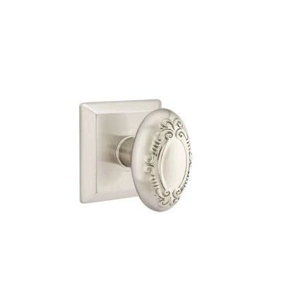 Ensemble de mortaise intérieure Emtek avec rosette Quincy et bouton Victoria (droite)