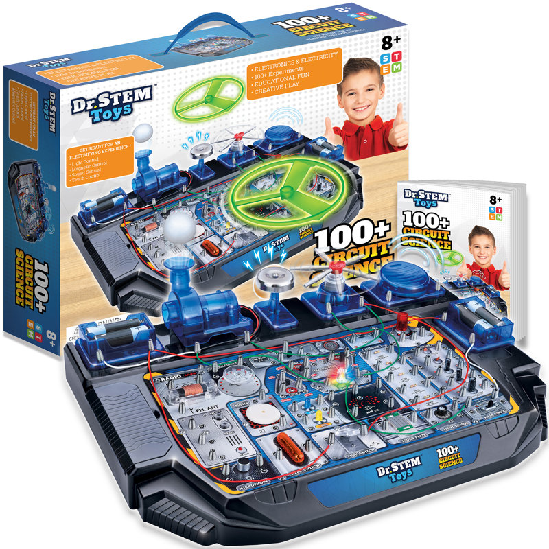 Dr. STEM: Kit de science de circuit - 100 + ensemble d'expérimentation électrique, lumières et sons, action motorisée, lanceur de balle flottante, formation en bricolage, enfants 8+
