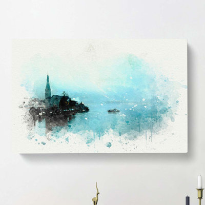 Boat in Hallstatt Austria in Abstract - Wrapped Canvas