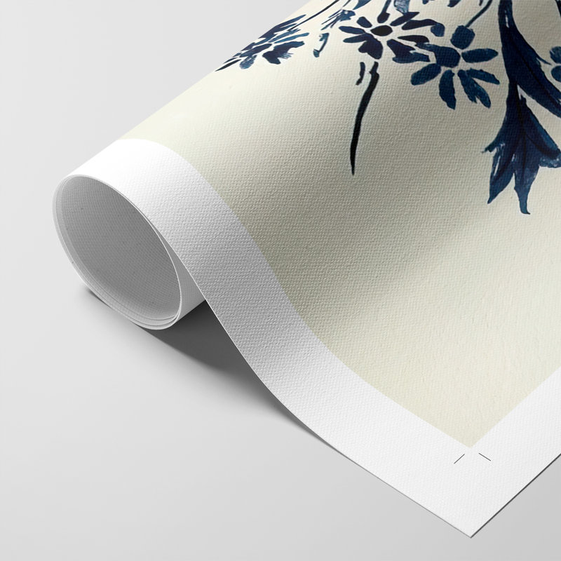 Indigo Floral Vase I - Impression sur toile seulement - NON-CADRE, H 12 po x l 8 po