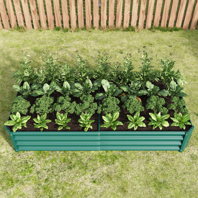 631Ft Metal Planter For Outdoor Plant Growth - Rust Proof, Stable Galvanized Rectangle Bed Bedroom Planting Galvanized, High Soil Capacity