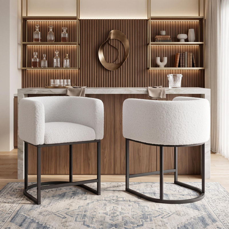 Ensemble de 2 tabourets de bar à hauteur de comptoir de 42,2 lb x 23,9 po x 20,9 po x 30,3 po avec structure en fer et revêtement en bois d'ingénierie
