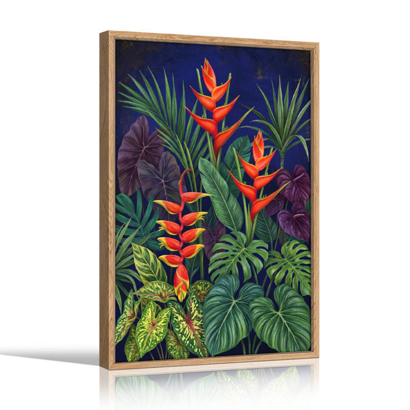 Art floral tropical sur toile, ensemble de 1, 24"H x 18"W, Natural