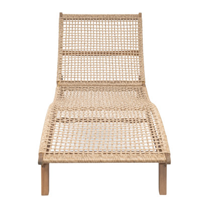 Elanora Outdoor Acacia Wood annd Wicker Woven Sun Lounger by Latitude Run