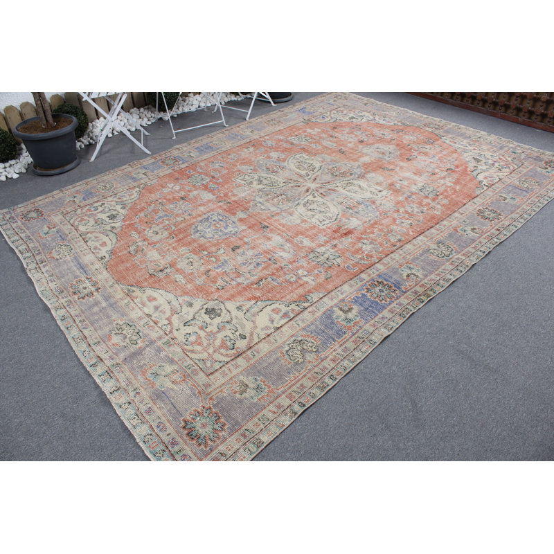 Tapis rouge rétro moderne fait à la main rétro, idéal pour la cuisine et les grandes surfaces