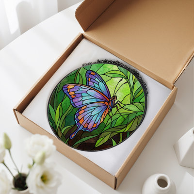 Vitrail de jardin en verre coloré 7,8 po H