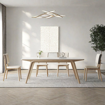 Modern Matte Rock Plate Dining Table Chair Set 4 - Person Four Leg Dining Set